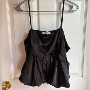 NWT Altar’d State Top XL Black Floral Bubble Hem Modern Clean Girl